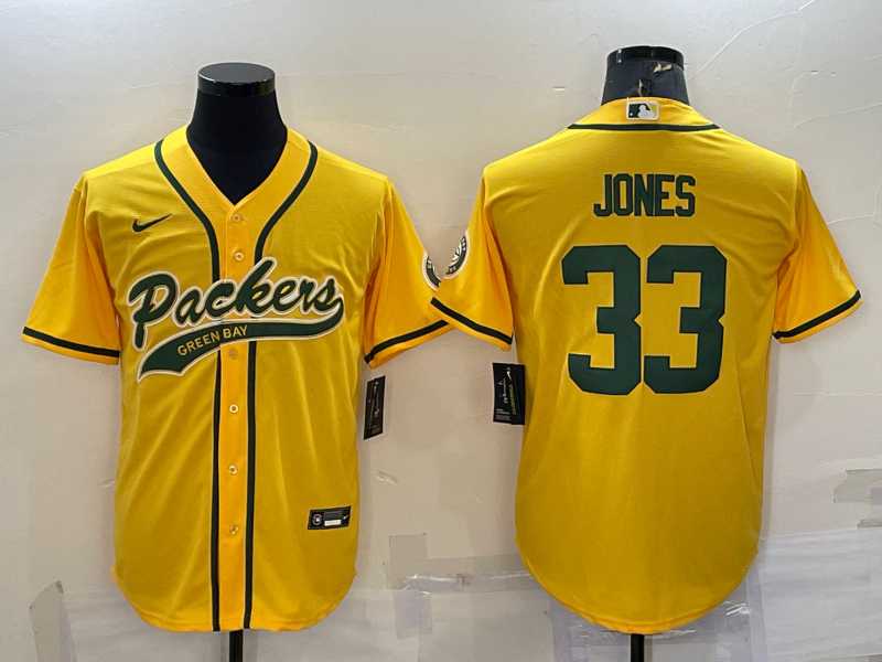 Men's Green Bay Packers #33 Aaron Jones Yellow With Patch Cool Base Stitched Baseball Jersey,We sell and wholesale Men's Green Bay Packers #33 Aaron Jones Yellow With Patch Cool Base Stitched Baseball Jersey on line form chian!